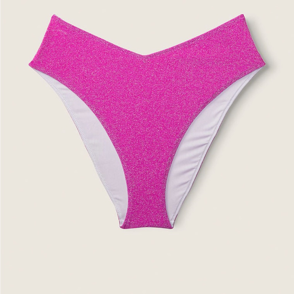 Victoria’s Secret PINK SHIMMER HIGH-WAIST CHEEKY BIKINI BOTTOM NEW WITH TAGS NWT - Picture 3 of 4